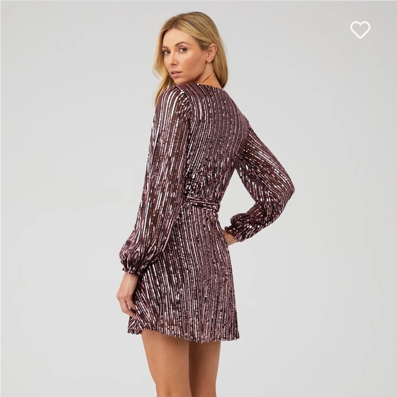 BARDOT - STRIPE SEQUIN BELLISSA DRESS women’s size medium - Picture 8 of 9